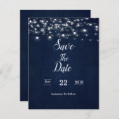Navy Blue Save the Date Card (Vorne/Hinten)