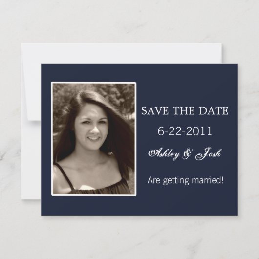 Navy Blue Save the Date lädt ein (Vorderseite)