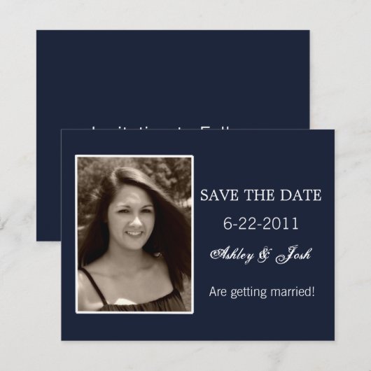 Navy Blue Save the Date lädt ein (Vorne/Hinten)