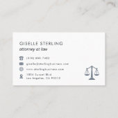Navy Blue Scales of Justice Attorney at Law Visitenkarte (Rückseite)