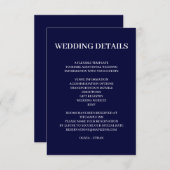 Navy Blue Scandinavian Minimal Wedding Design Begleitkarte (Vorne/Hinten)