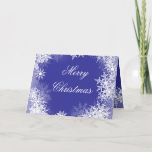 Navy-Blue-Schneeflocken-Weihnachten Feiertagskarte