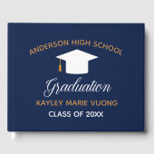Navy Blue School Abschluss Autograph 2025 Custom Gästebuch (Vorderseite)