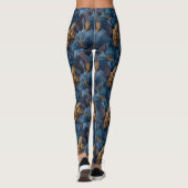 Navy Blue Schwangerschaft Amaryllis Blumen Muttert Leggings (Rückseite)
