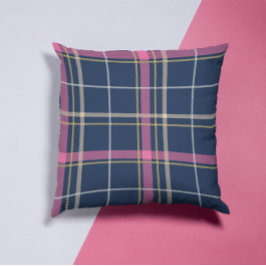 Navy Blue Scottish Tartan Kariert Pink White Strip Kissen