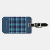 Navy Blue Scottish Tartan Pattern Gepäckanhänger (Vorderseite horizontal)