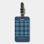 Navy Blue Scottish Tartan Pattern Gepäckanhänger (Vorderseite vertikal)