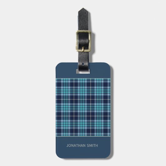Navy Blue Scottish Tartan Pattern Gepäckanhänger (Vorderseite vertikal)