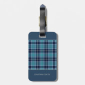 Navy Blue Scottish Tartan Pattern Gepäckanhänger (Rückseite vertikal)