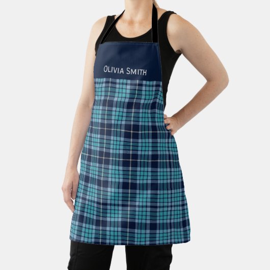Navy Blue Scottish Tartan Pattern Schürze (InSitu)