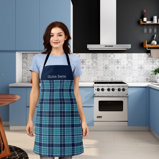 Navy Blue Scottish Tartan Pattern Schürze