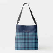 Navy Blue Scottish Tartan Pattern Tragetaschen Mit Langen Trägern (Rückseite)