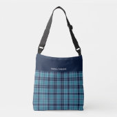 Navy Blue Scottish Tartan Pattern Tragetaschen Mit Langen Trägern (Vorderseite)