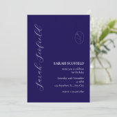 Navy Blue Script 30. Geburtstag Einladung (Stehend Vorderseite)