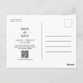 Navy Blue Script Arch Foto QR Code Save the Date Postkarte (Rückseite)