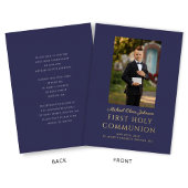 Navy Blue Script Foto Boy First Heilige Kommune Folieneinladung