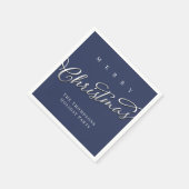 Navy Blue Script frohe Weihnachten Custom Serviette (Ecke)