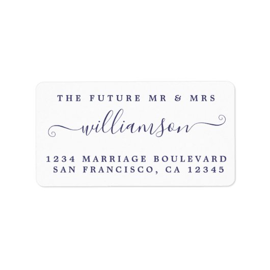 Navy Blue Script Future Mr. Rücksendeadresse Adressaufkleber (Vorne)