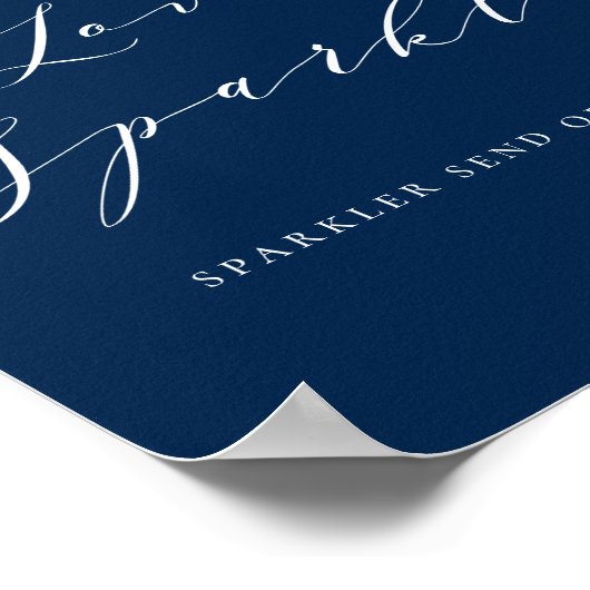 Navy Blue Script Gelassen Liebe Sparkle Wedding Poster (Ecke)