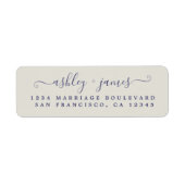 Navy Blue Script Gray Wedding Rücksendeadresse (Vorne)