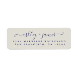 Navy Blue Script Gray Wedding Rücksendeadresse