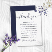 Navy Blue Script Hochzeit Danke Platzkarte