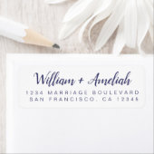 Navy Blue Script Hochzeitsskripte Rücksendeadresse (Insitu)