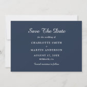 Navy Blue Script Hochzeitungs-Foto speichern die D Save The Date (Rückseite)