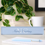 Navy Blue Script Minimalistisch Two Monogram Namensplakette