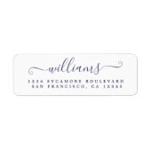 Navy Blue Script Nachname-Rücksendeadresse (Vorne)