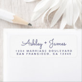Navy Blue Script Names Wedding Rücksendeadresse (Insitu)