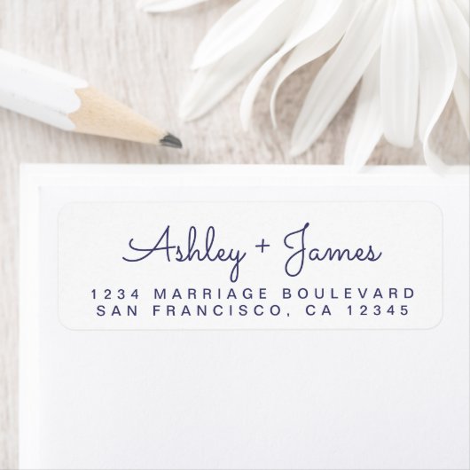 Navy Blue Script Names Wedding Rücksendeadresse (Insitu)