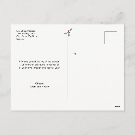 Navy Blue Script Verheiratet und Frohe Weihnachten (Rückseite)