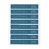 Navy Blue Script Watermark Wedding Rücksendeadress (Bogen)
