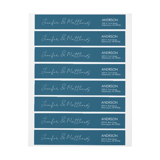 Navy Blue Script Watermark Wedding Rücksendeadress (Bogen)