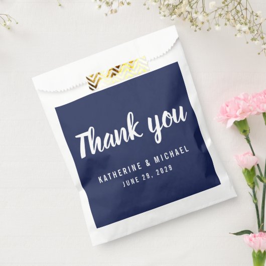 Navy Blue Script Wedding Favor Bags Geschenktütchen (Versiegelt)
