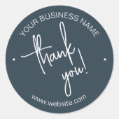 Navy Blue Scripted Business Vielen Dank Runder Aufkleber (Vorderseite)