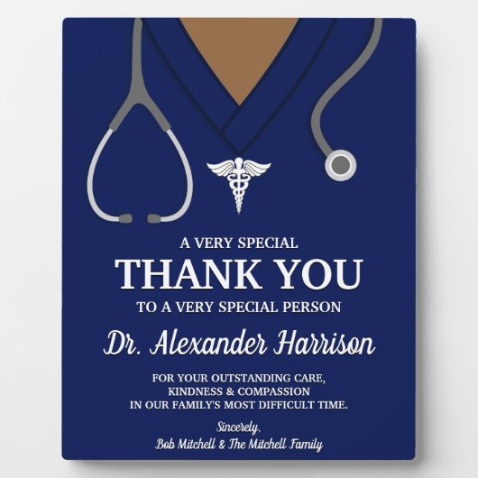 Navy Blue Scrubs Medical Beruflich Danke Fotoplatte (Vorderseite)