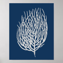 Navy Blue Sea Coral #9 Stranddekoration Kunst
