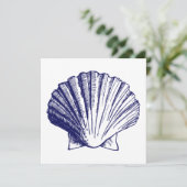Navy Blue Sea Muschel Luau Empfang Einladung (Stehend Vorderseite)