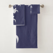 Navy Blue Sea Turtle Bathroom Hand Towel  Badhandtuch Set (Insitu)