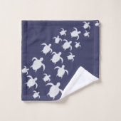 Navy Blue Sea Turtle Bathroom Hand Towel  Badhandtuch Set (Waschlappen)