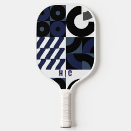 Navy Blue Seamless Muster | Modernes Monogramm Pickleball Schläger