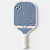 Navy Blue Seamless Muster | Modernes Monogramm Pickleball Schläger (Vorderseite)