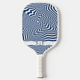 Navy Blue Seamless Muster | Modernes Monogramm Pickleball Schläger