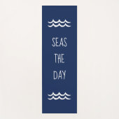 Navy Blue Seas the Day Waves Nautic Yogamatte (Vorderseite)