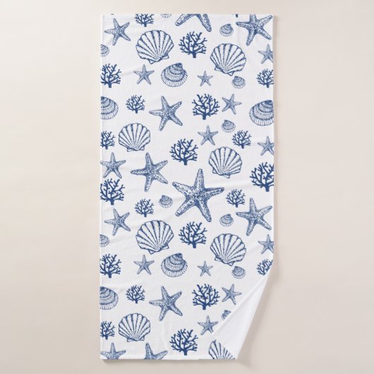 Navy Blue Seashell Muster Badehandtuch (Badehandtuch)