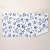 Navy Blue Seashell Muster Badehandtuch (Badehandtuch)