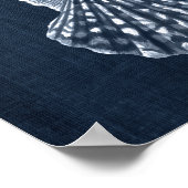Navy Blue Seashell Print no 9 Beach Wall Deco Poster (Ecke)