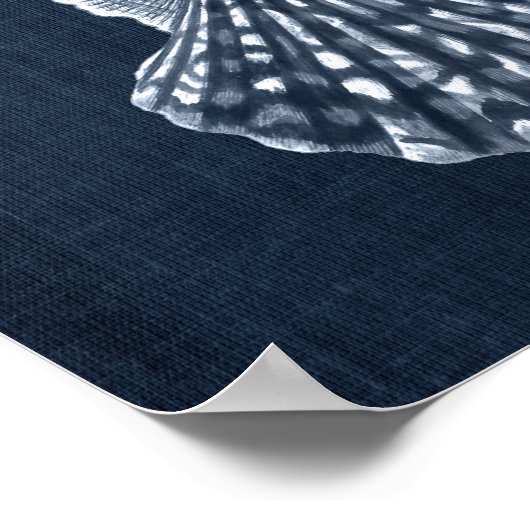 Navy Blue Seashell Print no 9 Beach Wall Deco Poster (Ecke)